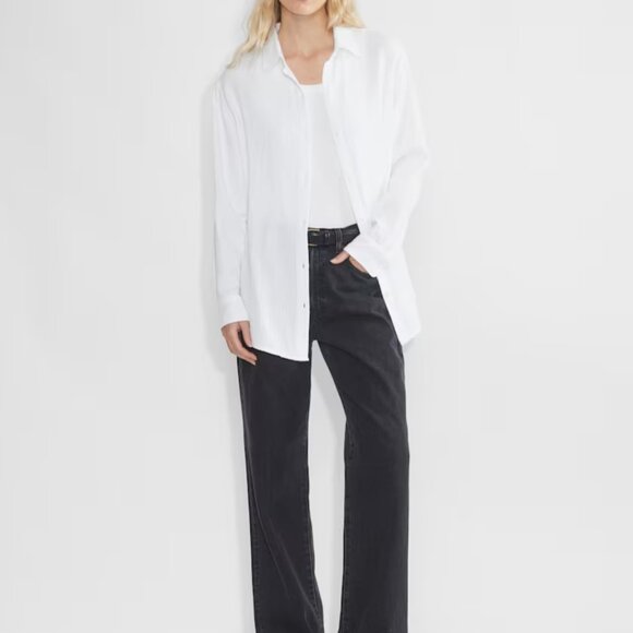 NWT Aritzia LITTLE MOON AirPlush Cotton Sail Shirt WHITE L - Picture 2 of 5